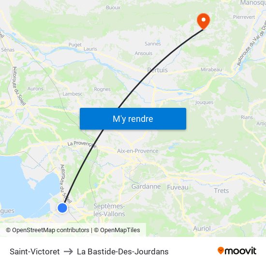 Saint-Victoret to La Bastide-Des-Jourdans map