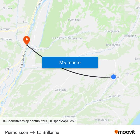 Puimoisson to La Brillanne map