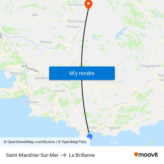 Saint-Mandrier-Sur-Mer to La Brillanne map