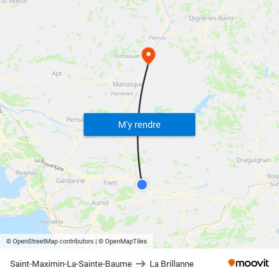Saint-Maximin-La-Sainte-Baume to La Brillanne map