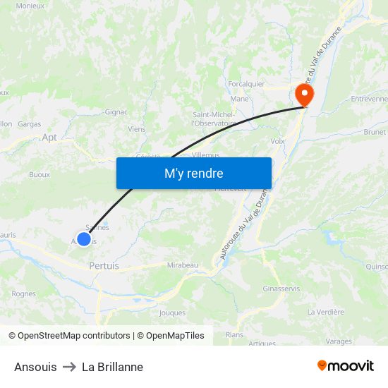 Ansouis to La Brillanne map