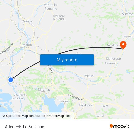 Arles to La Brillanne map