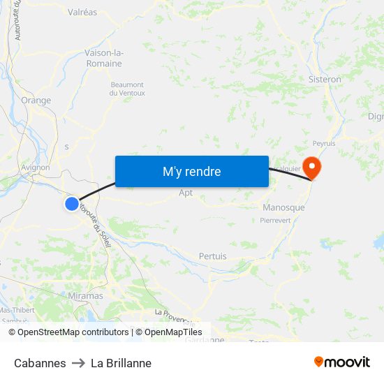 Cabannes to La Brillanne map
