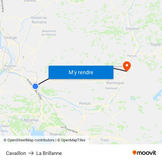 Cavaillon to La Brillanne map