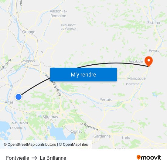 Fontvieille to La Brillanne map