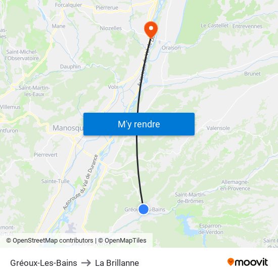 Gréoux-Les-Bains to La Brillanne map