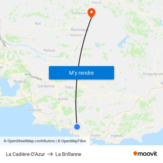La Cadière-D'Azur to La Brillanne map