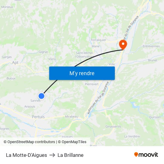 La Motte-D'Aigues to La Brillanne map