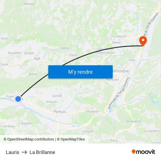 Lauris to La Brillanne map