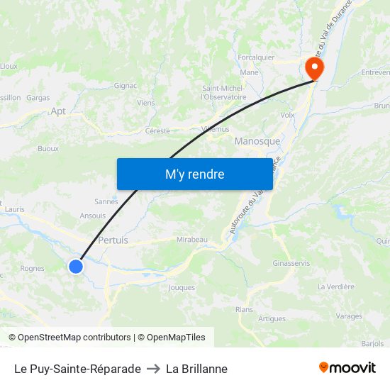Le Puy-Sainte-Réparade to La Brillanne map