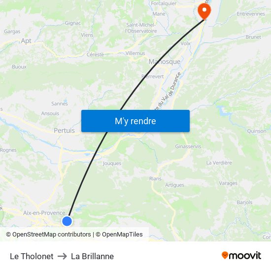 Le Tholonet to La Brillanne map