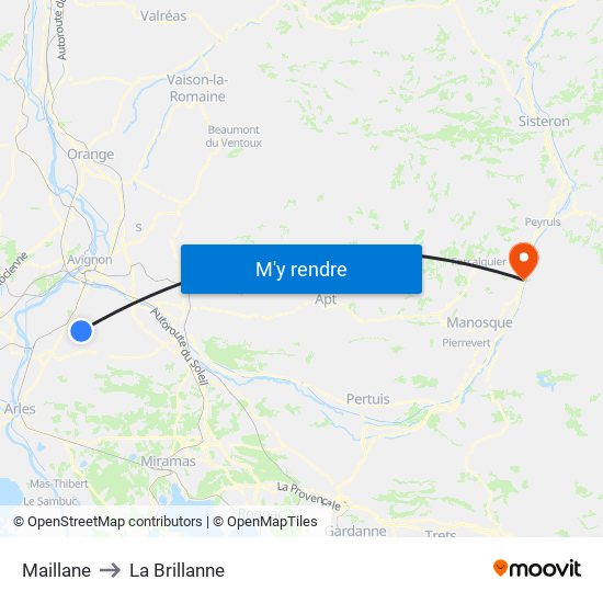 Maillane to La Brillanne map