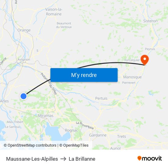 Maussane-Les-Alpilles to La Brillanne map