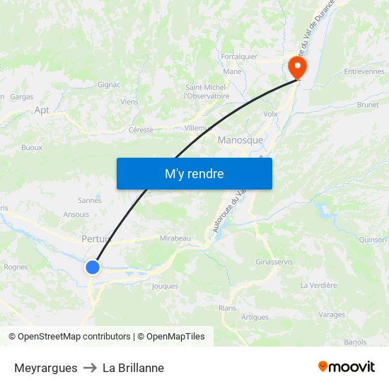 Meyrargues to La Brillanne map