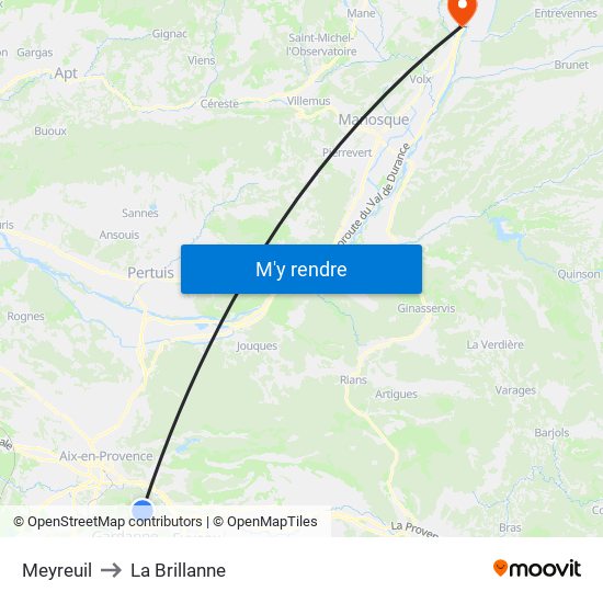 Meyreuil to La Brillanne map