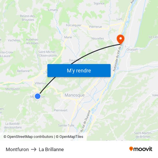 Montfuron to La Brillanne map
