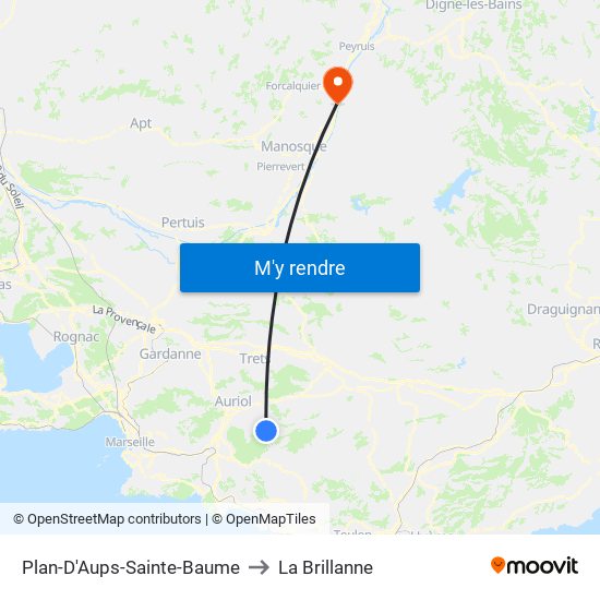 Plan-D'Aups-Sainte-Baume to La Brillanne map