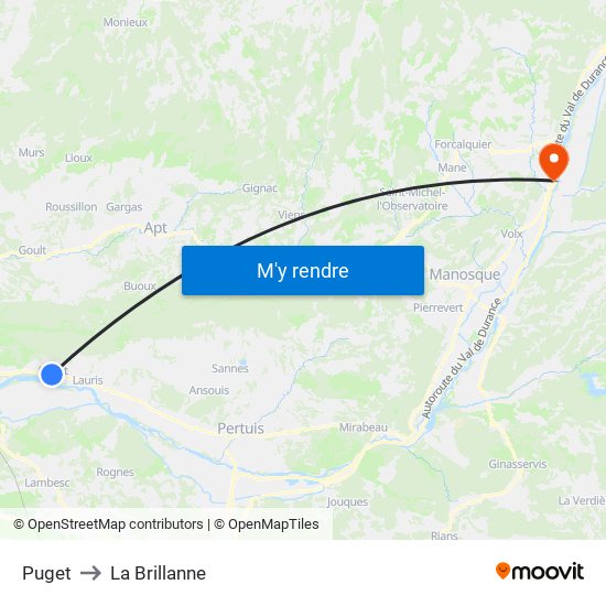 Puget to La Brillanne map