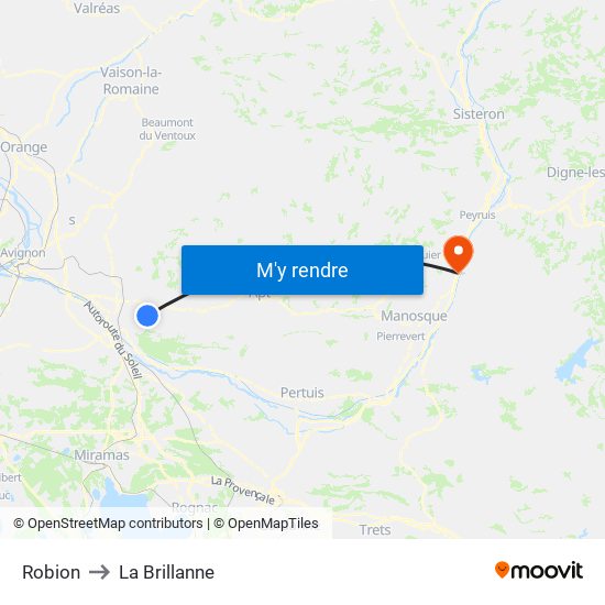 Robion to La Brillanne map