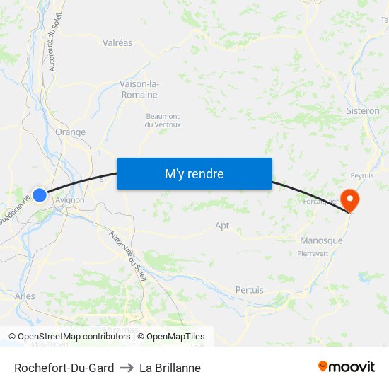 Rochefort-Du-Gard to La Brillanne map