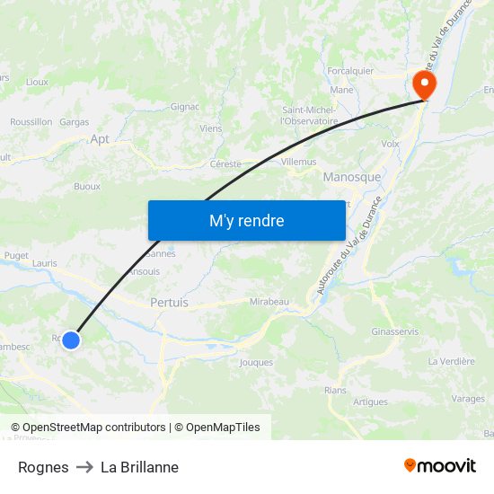 Rognes to La Brillanne map