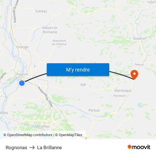 Rognonas to La Brillanne map