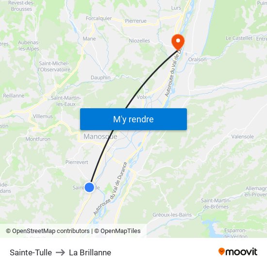 Sainte-Tulle to La Brillanne map