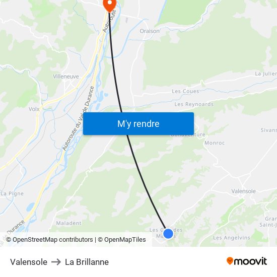 Valensole to La Brillanne map