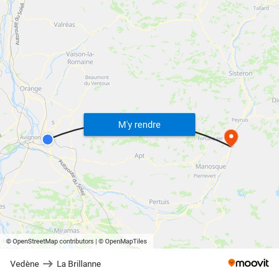 Vedène to La Brillanne map