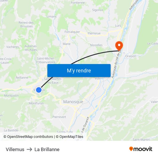Villemus to La Brillanne map