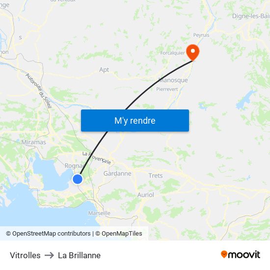 Vitrolles to La Brillanne map