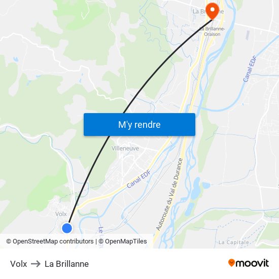 Volx to La Brillanne map