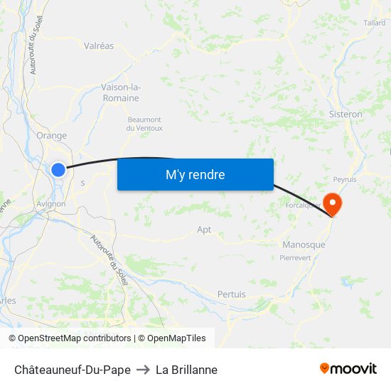 Châteauneuf-Du-Pape to La Brillanne map
