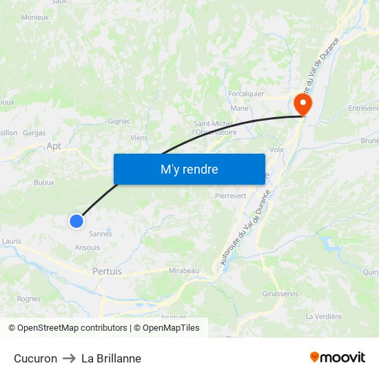 Cucuron to La Brillanne map
