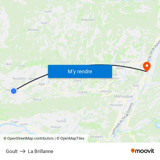 Goult to La Brillanne map
