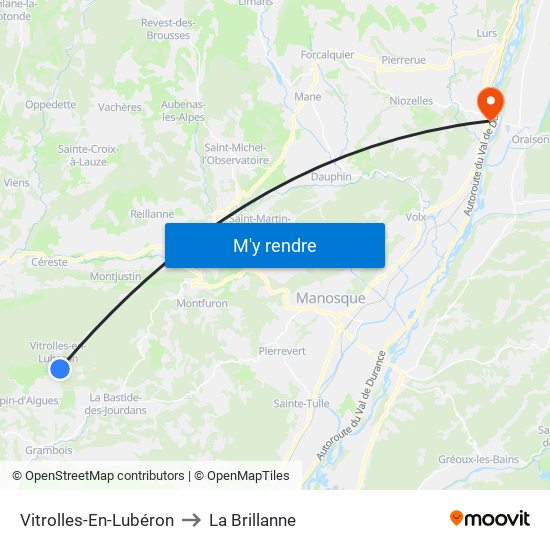Vitrolles-En-Lubéron to La Brillanne map