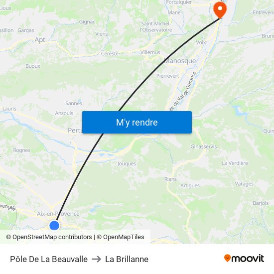 Pôle De La Beauvalle to La Brillanne map