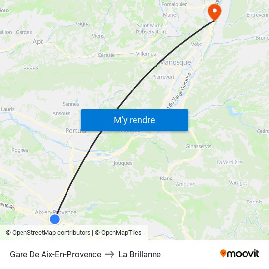 Gare De Aix-En-Provence to La Brillanne map