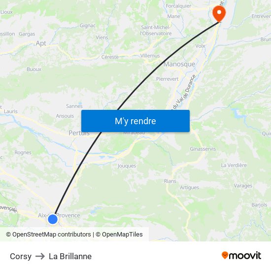 Corsy to La Brillanne map