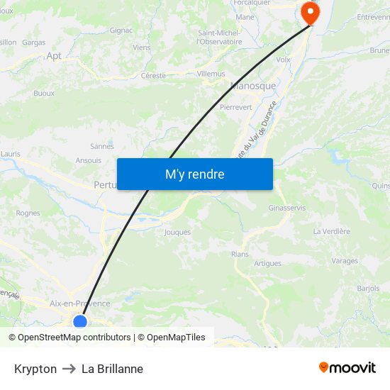 Krypton to La Brillanne map