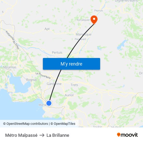 Métro Malpassé to La Brillanne map