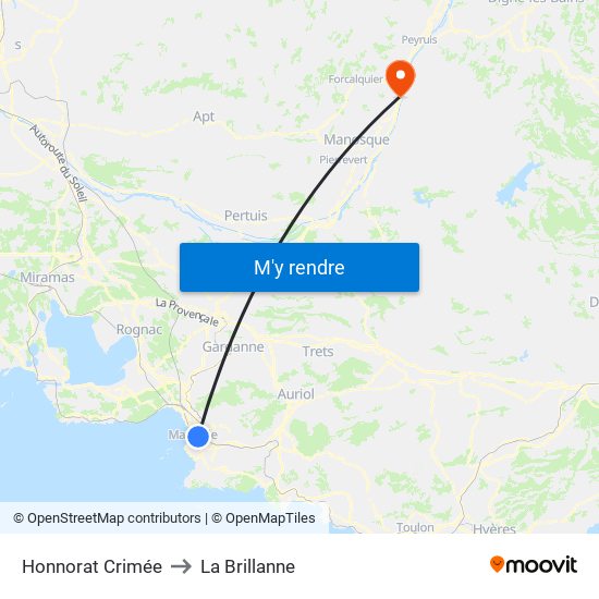 Honnorat Crimée to La Brillanne map