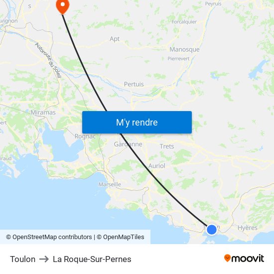 Toulon to La Roque-Sur-Pernes map
