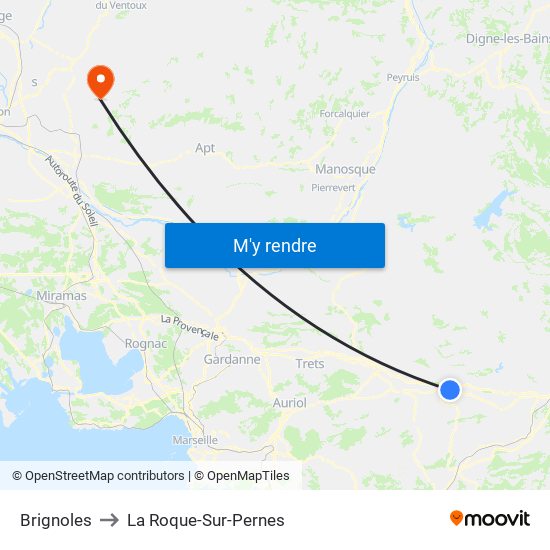 Brignoles to La Roque-Sur-Pernes map