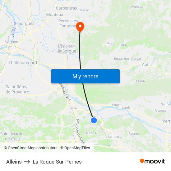 Alleins to La Roque-Sur-Pernes map