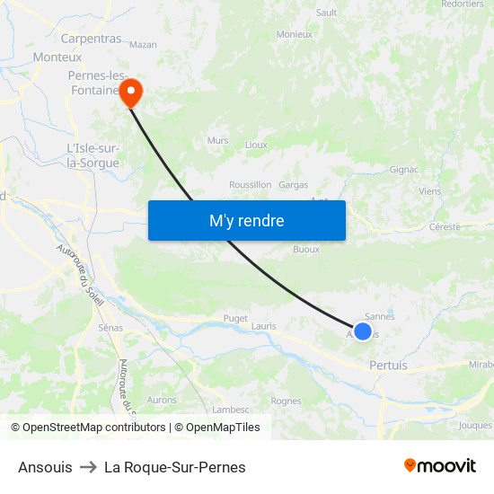 Ansouis to La Roque-Sur-Pernes map