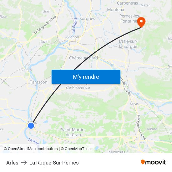 Arles to La Roque-Sur-Pernes map