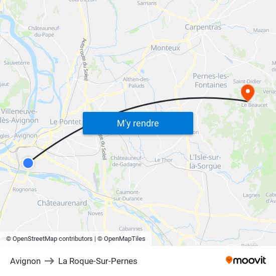 Avignon to La Roque-Sur-Pernes map