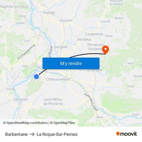 Barbentane to La Roque-Sur-Pernes map