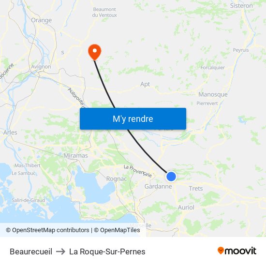 Beaurecueil to La Roque-Sur-Pernes map